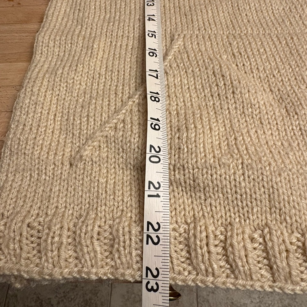Hand Crafted Wool Cream and Blue Turtleneck Sweater - Picture 9 of 9